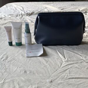 Ferragamo Navy Cosmetic Bag with Skincare Set
